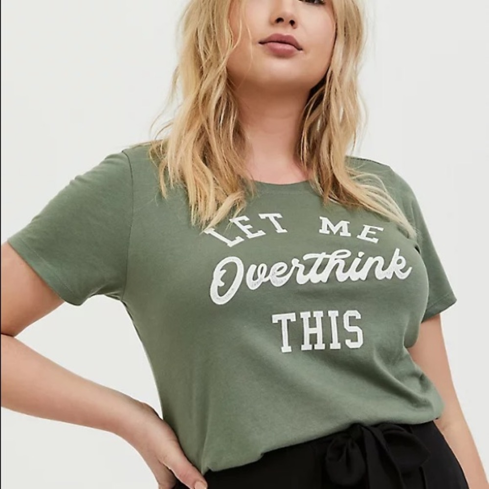 Torrid Let Me Overthink This Olive Slim Fit Tee